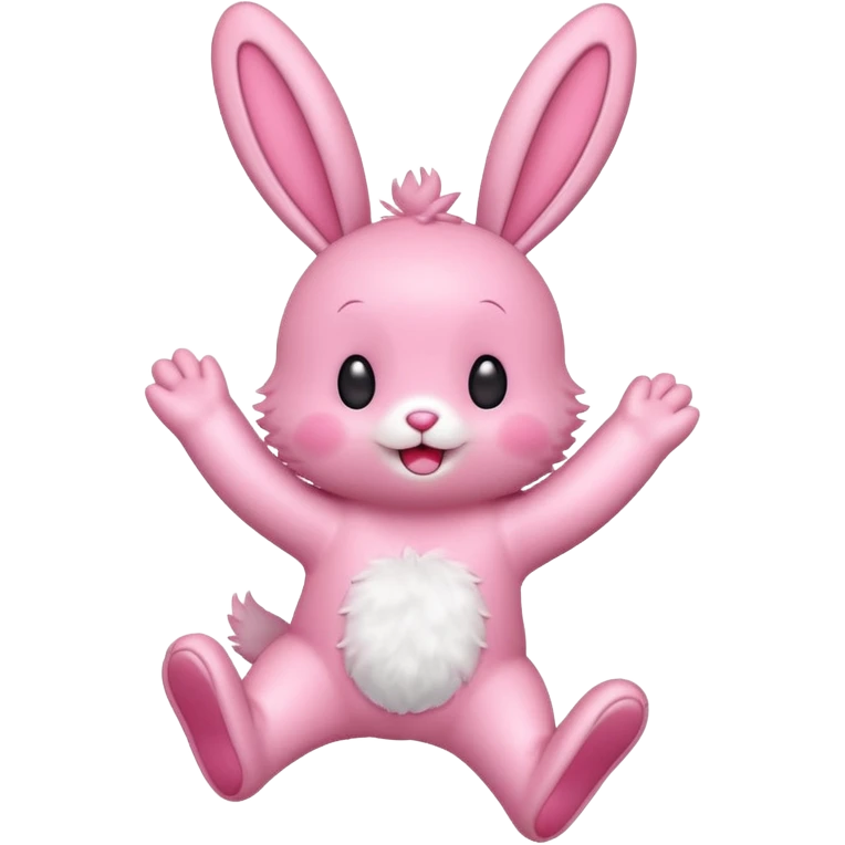Exited pink bunny, kawaii chibi fluffy ears and body jumping of excitement  emoji