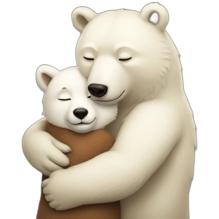 white bear hugs fox emoji