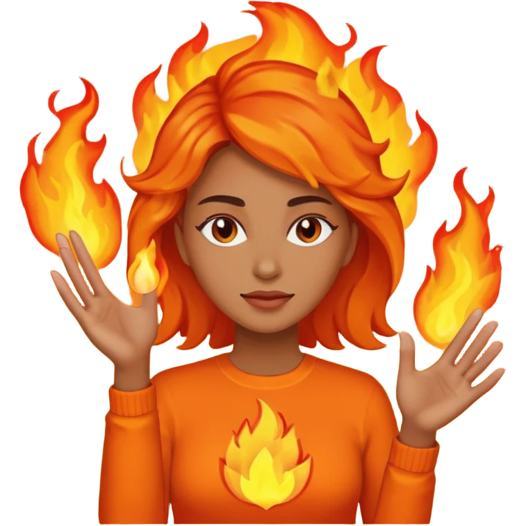 woman with her hand on fire emoji