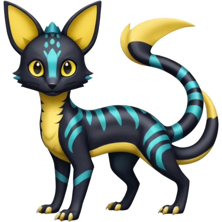 Shiny Salandit-Umbreon-Genet-Noivern-Noibat-Serval-Hybrid (Full body) emoji
