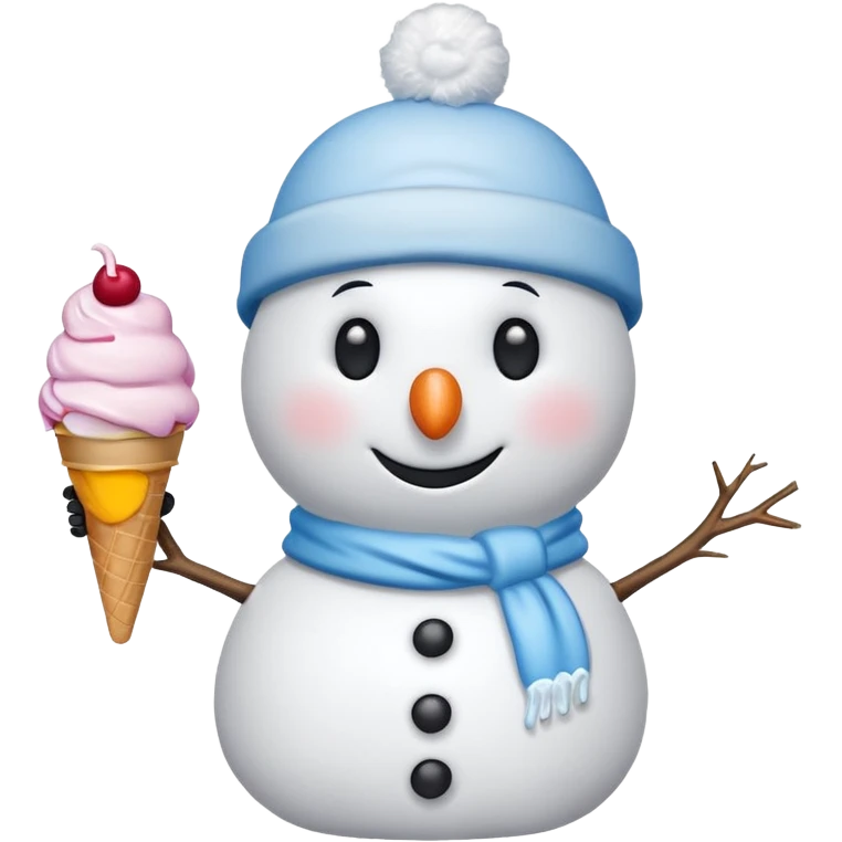 snowmen wearing cap with ice cream emoji