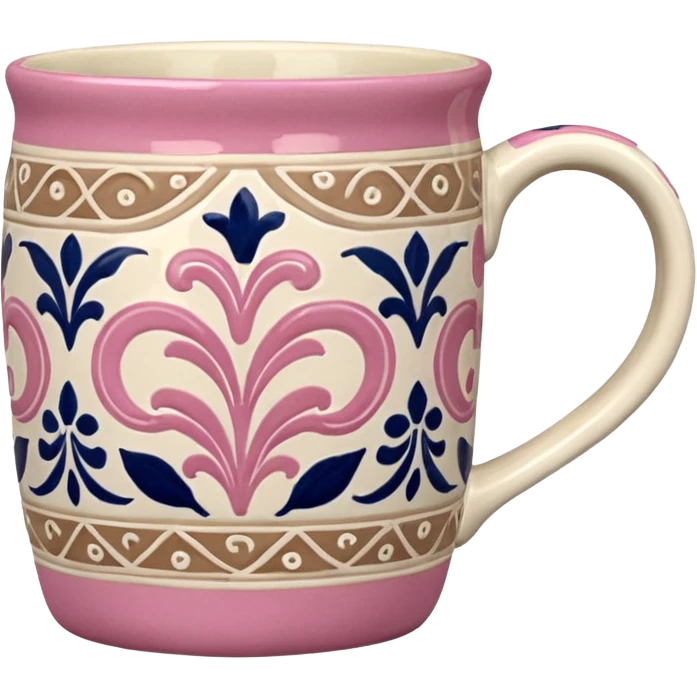 Pink white & beige Talavera mug emoji