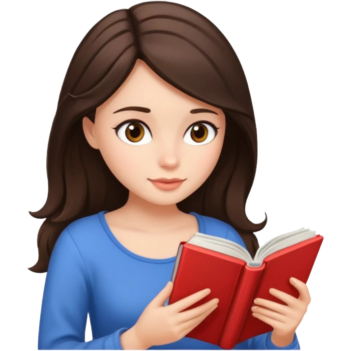A brunette hair girl reading romance books emoji