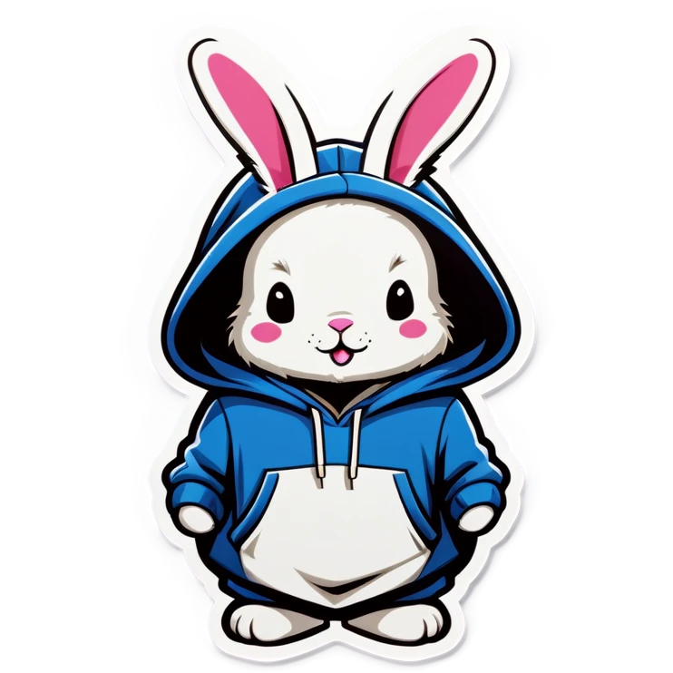 Bunny wearing a hoodie emoji