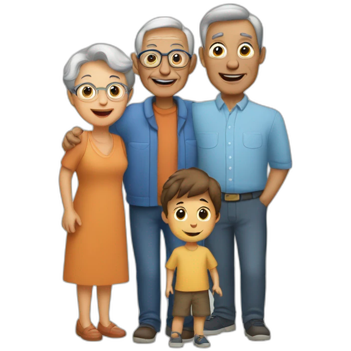 Grandma and grandpa with child grandson emoji