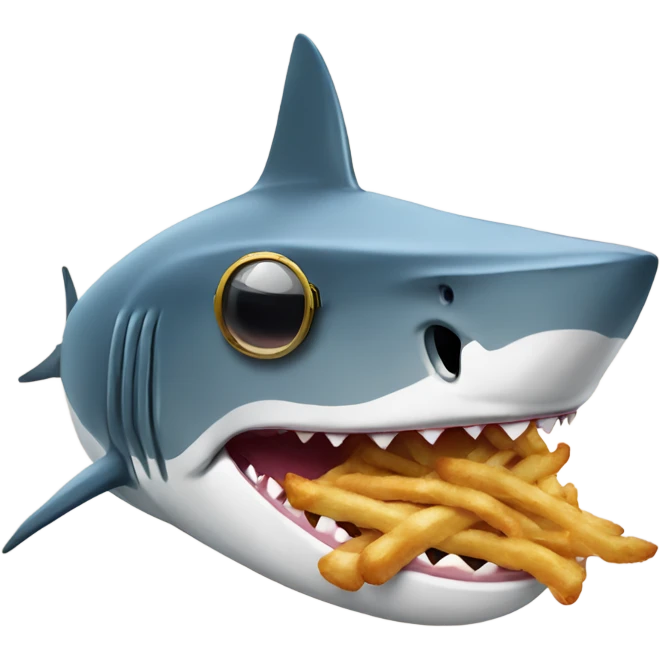 Shark wearing sunglasses eating fried emoji