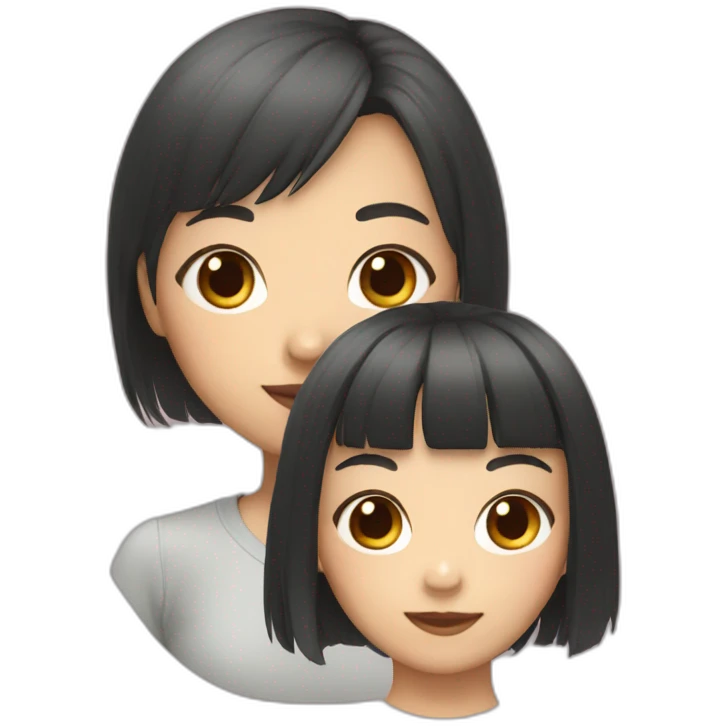 Asian girl with bangs ans rat emoji