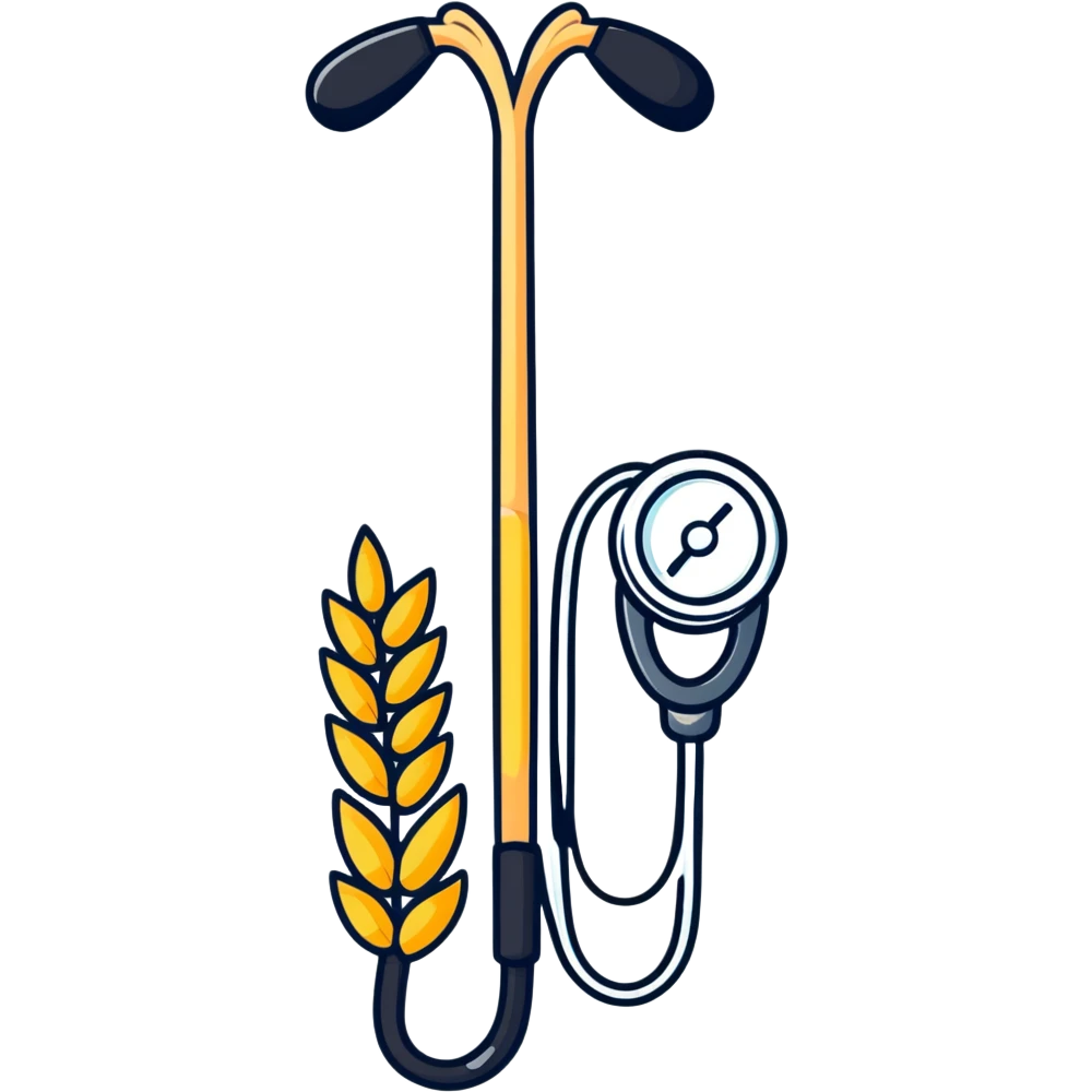 wheat stalk and medical stethoscope fused together as a cartoonish sticker emoji