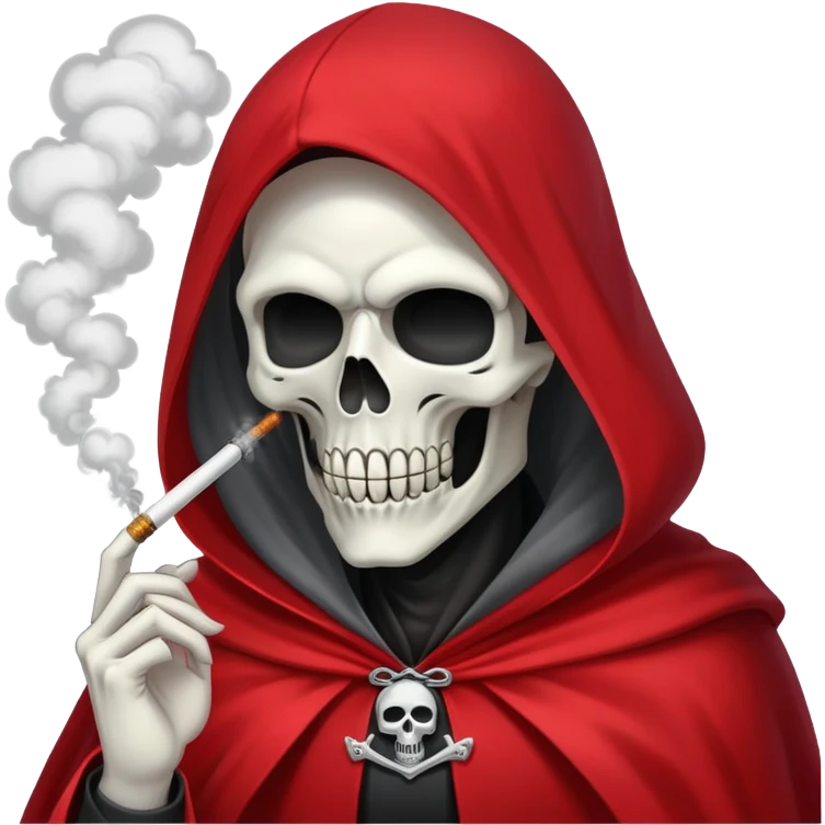 grim reaper in red cape smoking weed with loads of smoke in the air emoji