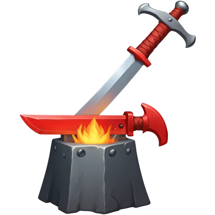 red-hot sword being forged on anvil with hammer emoji