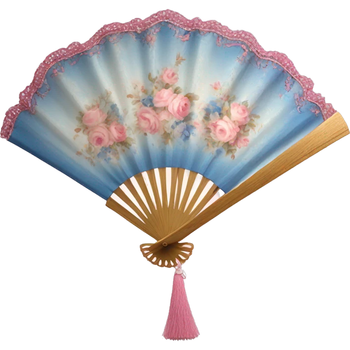 Rococo hand fan pink and blue  emoji