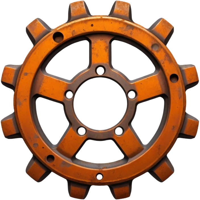 Iron gear with orange corrosion spots.





















 emoji