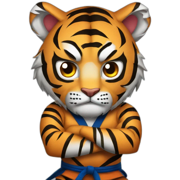 Tiger with evil face   jiu jitsu with his arms crossed emoji