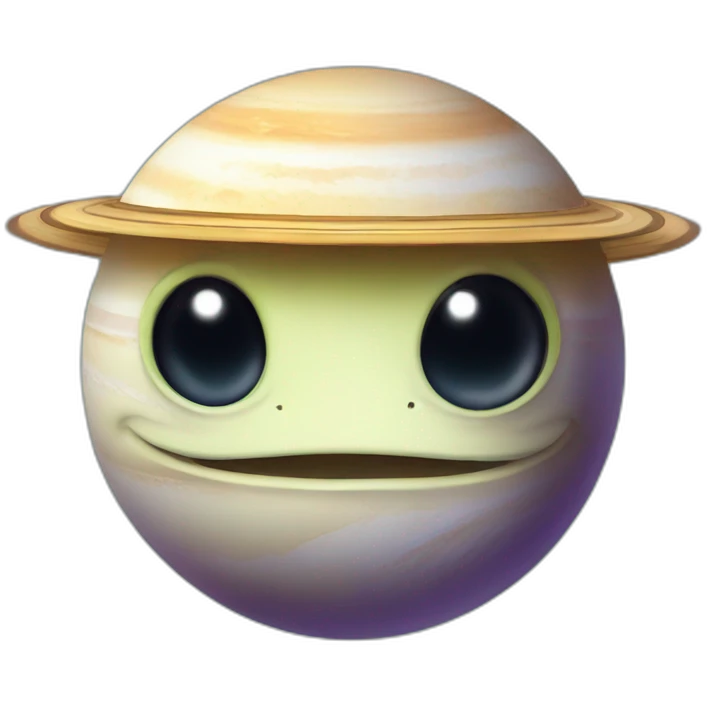 planet Saturn with a cartoon smirking lizard face emoji