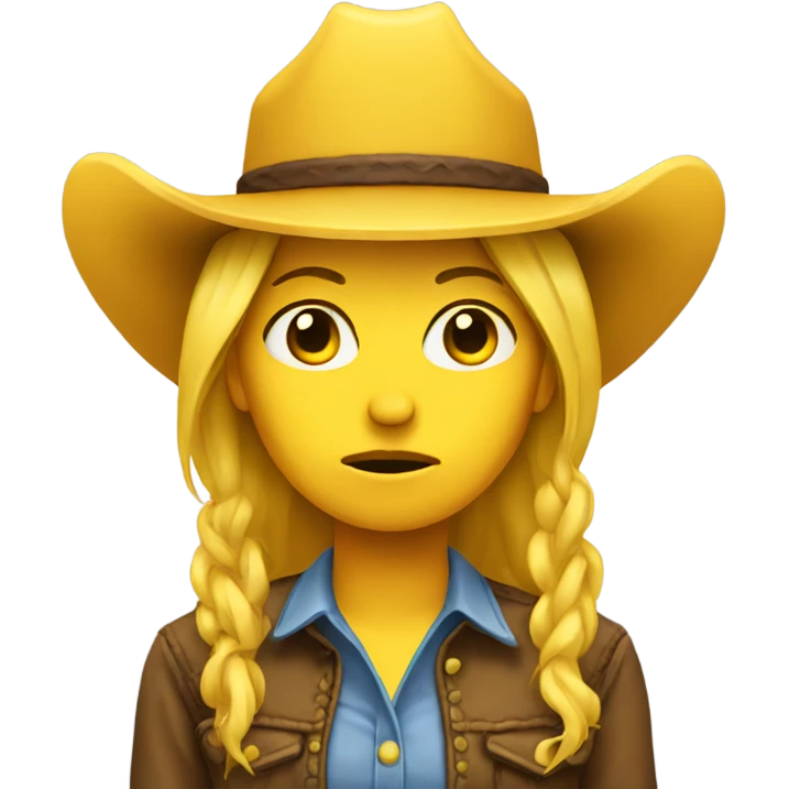 Sad cowgirl yellow head round emoji emoji