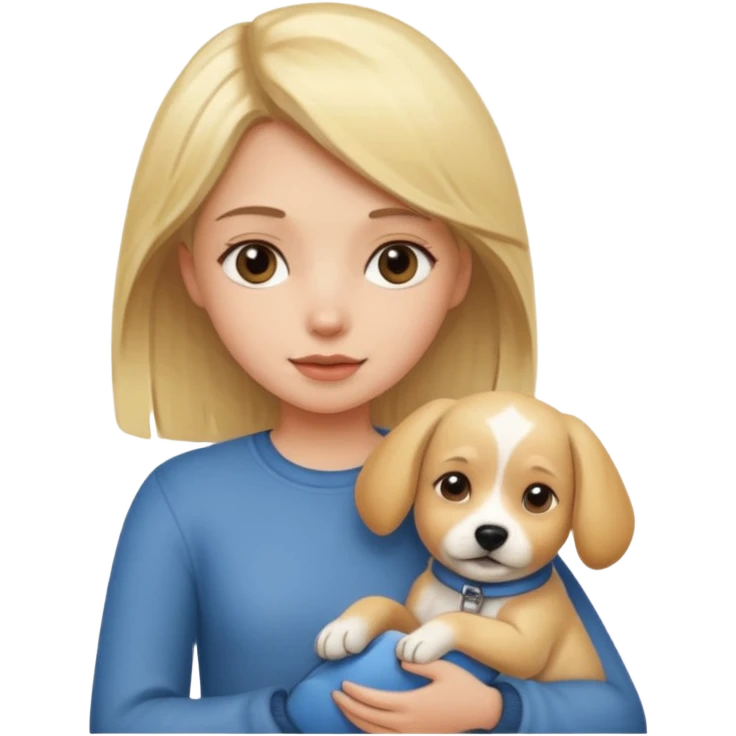 Девушка блондинка держит свою собачку emoji