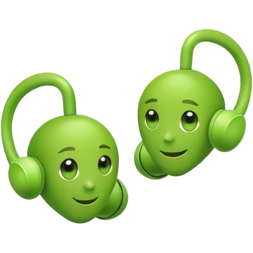 green pea with wireless earbuds emoji