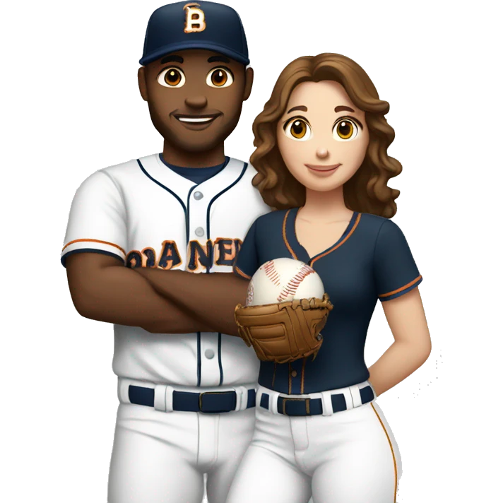 white baseball player with girlfriend with brown hair emoji