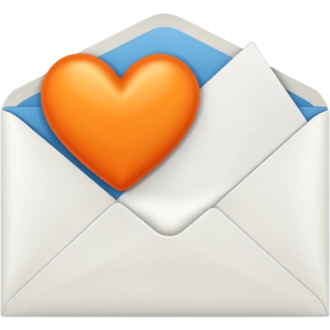 white envelop with orange heart inside emoji