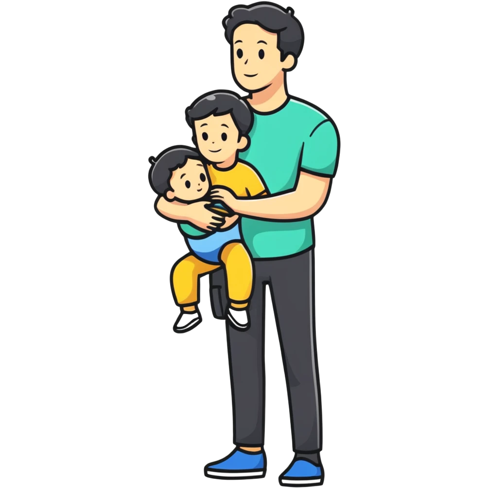 White man holding a child, parent and child emoji