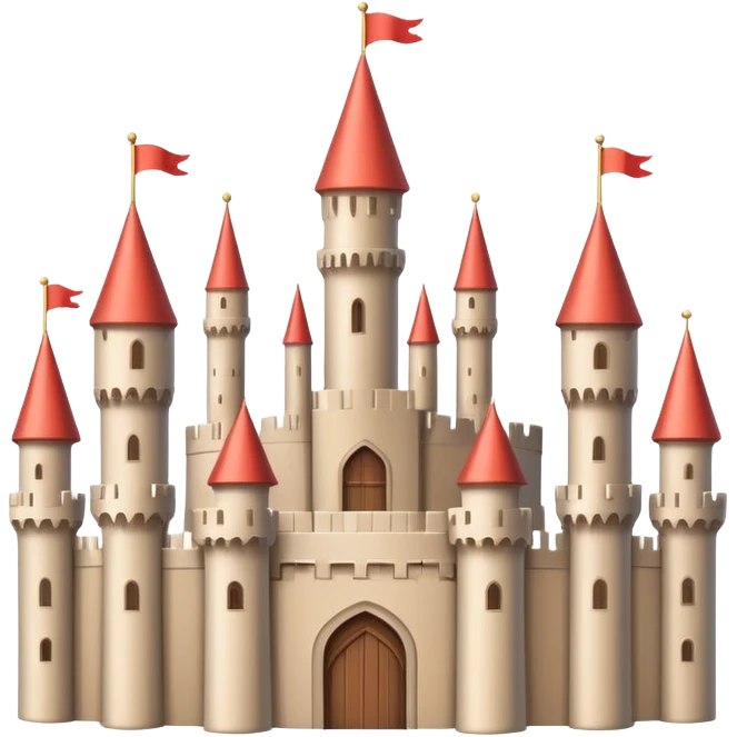Beige Fantasy castle with tall towers and flags emoji