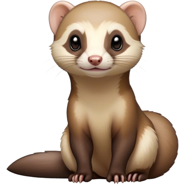 Cinematic Noble sable ferret Portrait Emoji, Poised and dignified, with a sleek, elongated body and a distinct sable ferret head featuring a pointed snout, small, rounded ears, and intelligent, beady eyes, covered in soft, sleek fur with natural brown and cream hues, Simplified yet sharp and sophisticated features, highly detailed, glowing with a warm, natural glow, high shine, exuding an air of quiet confidence, focused and watchful, soft glowing outline, capturing the essence of a clever and majestic sable ferret that feels as though it could leap from the screen with effortless grace! emoji