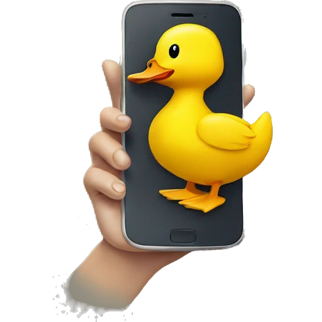 A yellow duck with a cellphone emoji