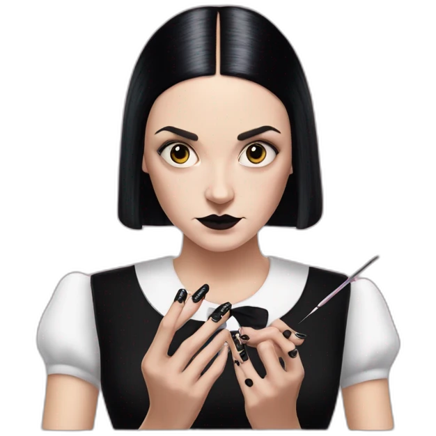 wednesday addams painting nails emoji