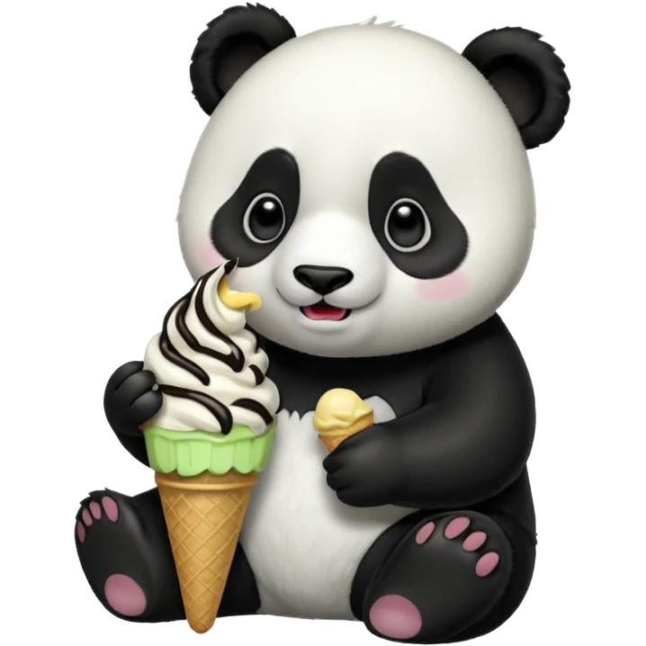 Panda eating ice cream emoji