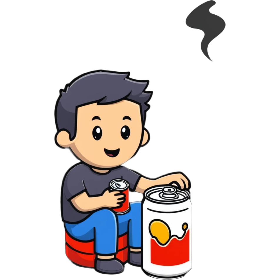 man sitting on a can, can bursting emoji