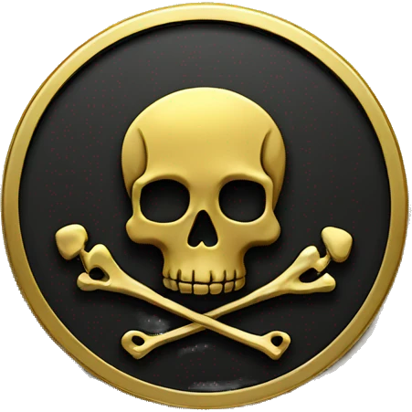 black COIN gold with skull emoji