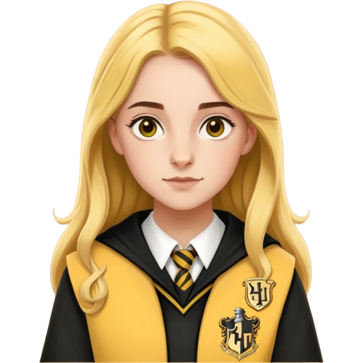 Charlotte Skeoch is hannah abbott in harry potter, wear hogwarts Hufflepuff uniform emoji