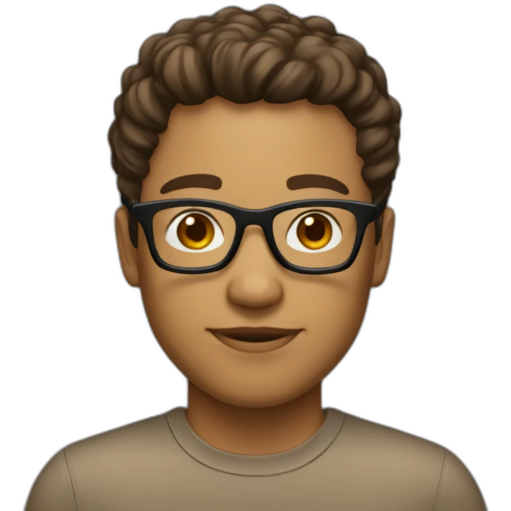 Light skin tone developer brown hairs with glasses emoji