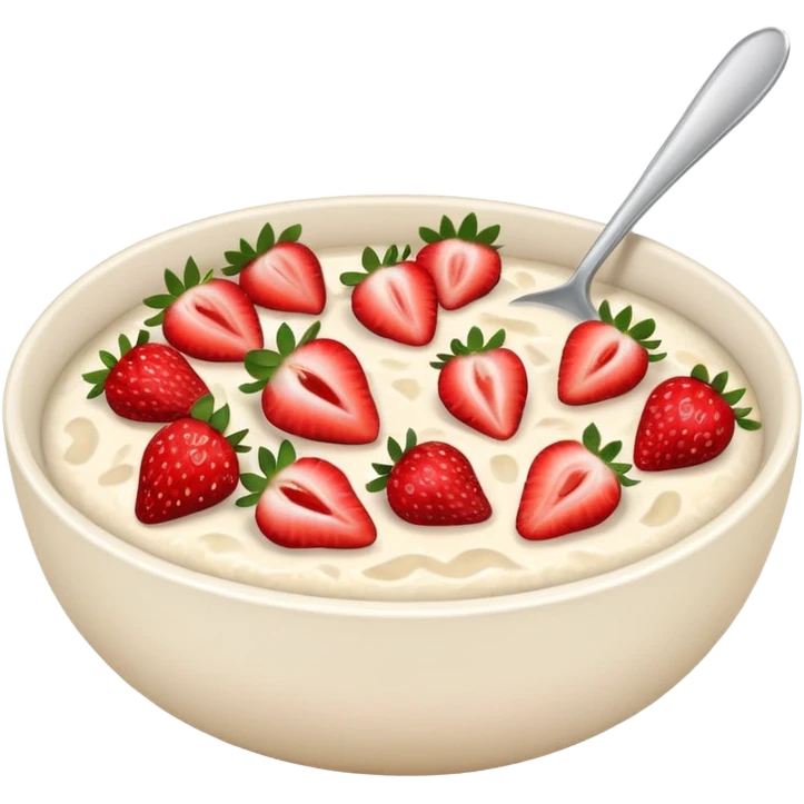 A bowl of porridge with strawberries  emoji