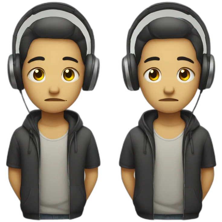 sad boy with headphones emoji