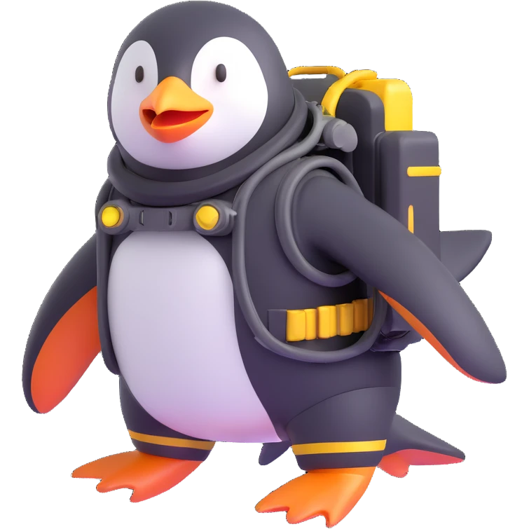 penguin with a jetpack emoji