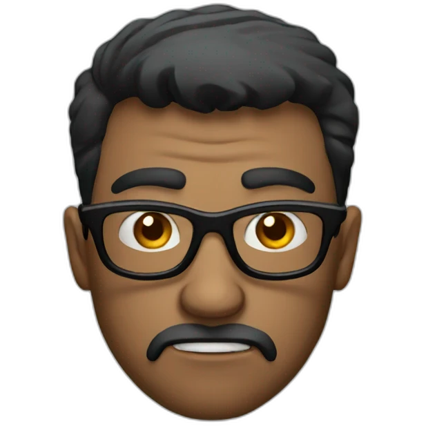 Angry men with full black glasses emoji