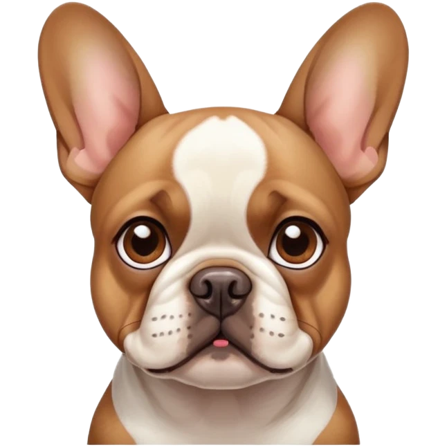 french bulldog with brown polka dot ears and brown fur around its left eye emoji