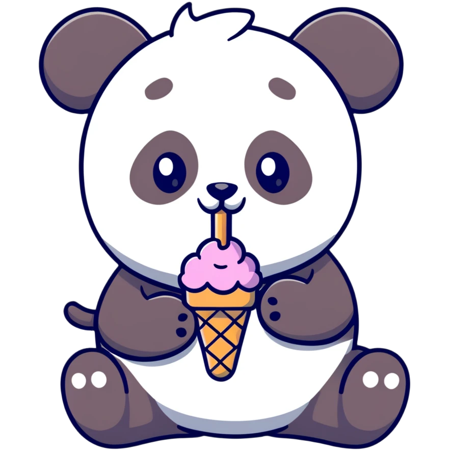 Panda eating ice cream emoji