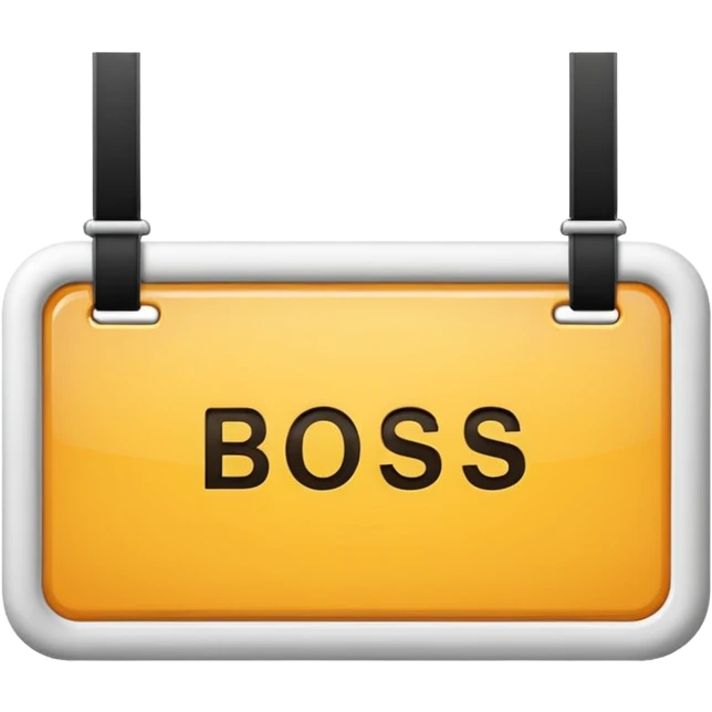 Name tag that has the letters “boss” on it emoji