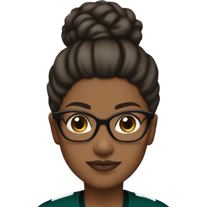 Brown skin girl with glasses and bun in Philadelphia eagles clothes emoji