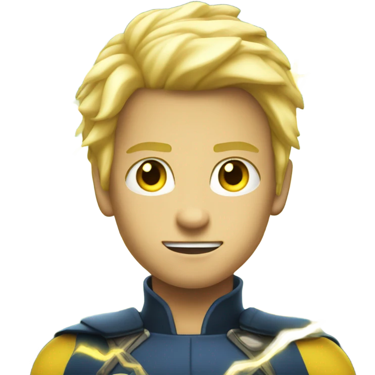 Blond hair yellow eyes boy with lightning superpowers emoji