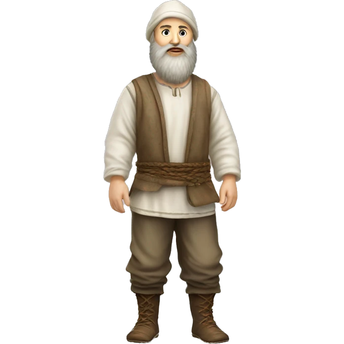photorealistic white slavic peasant with beard full body, Slavic ethnic clothing emoji