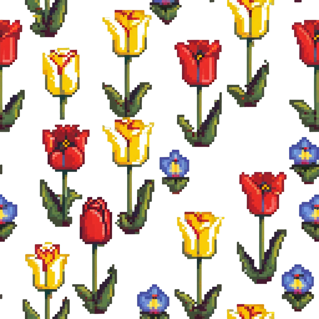 primary color tulips - red, blue, and yellow tulip flowers emoji