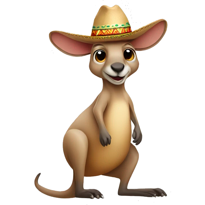 Kangaroo named Jeff wearing sombrero emoji