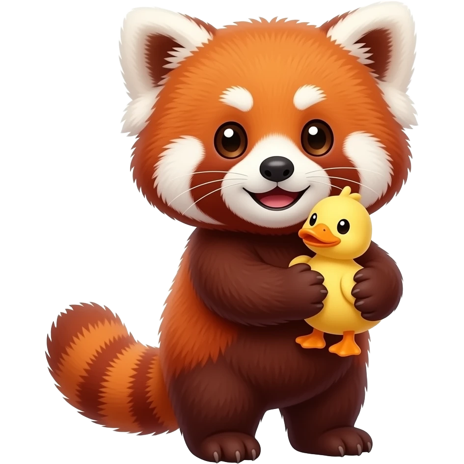 Red panda hugging a little duck emoji