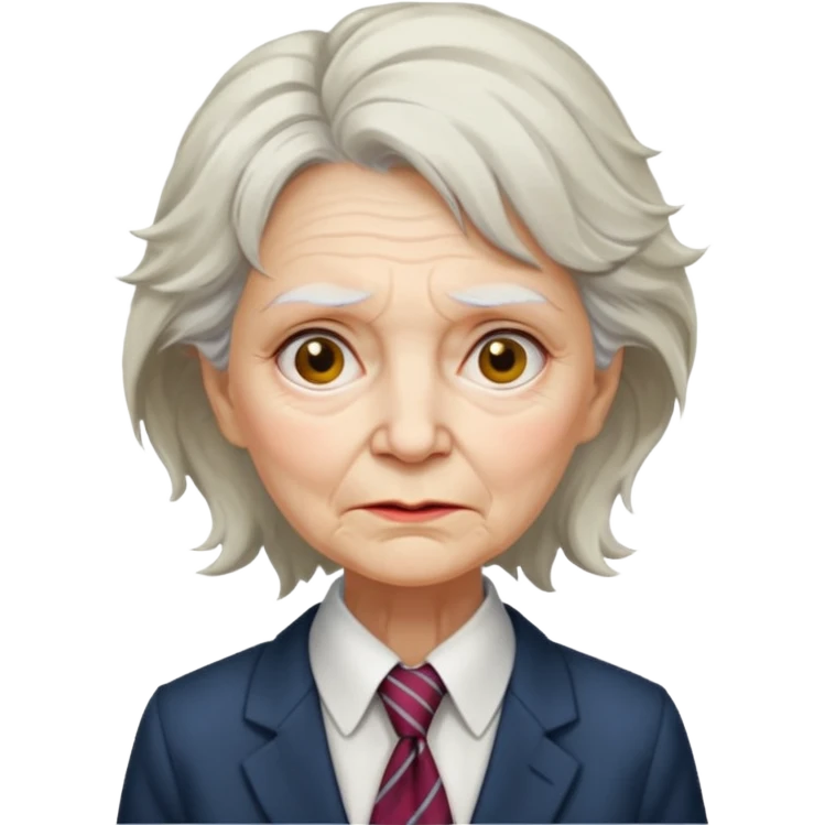 Very old women with Necktie.more smudges on face, different hair style. emoji