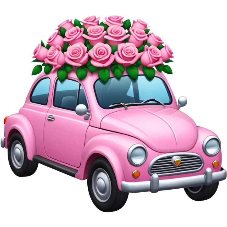 Pink car with roses emoji