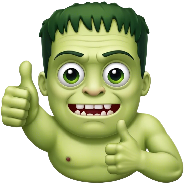 a half ear half thumbs up frankenstein monster blob emoji