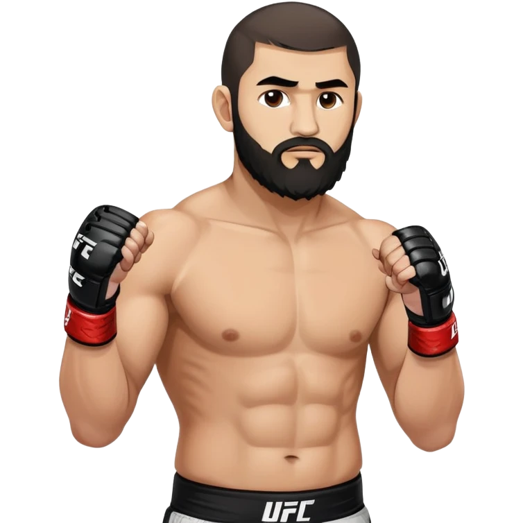 Islam Makhachev UFC fighter with beard in fighting stance, Dagestani MMA champion emoji